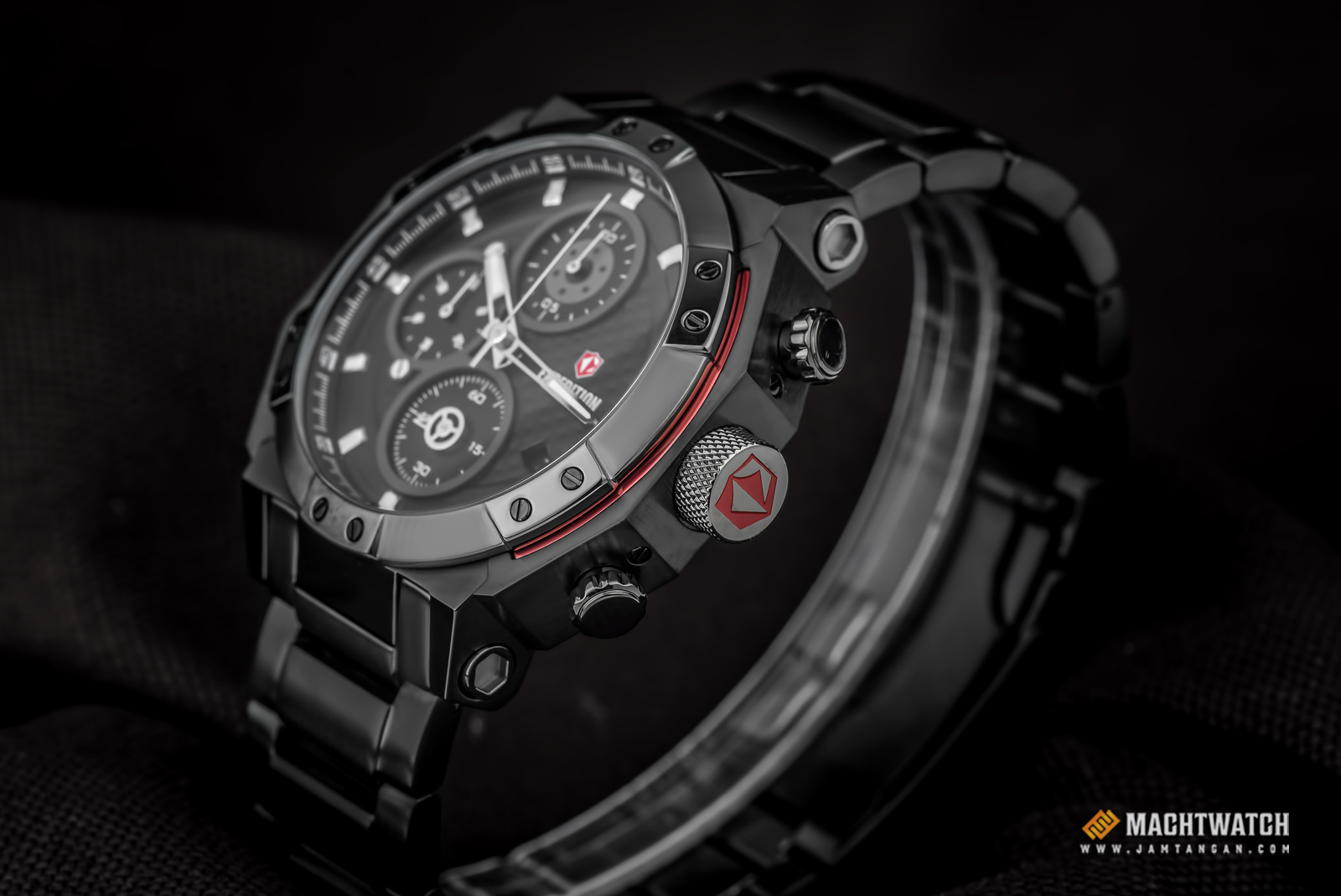 Expedition E 6385 MC BEPBA Chronograph Man Black Dial Stainless Steel Machtwatch